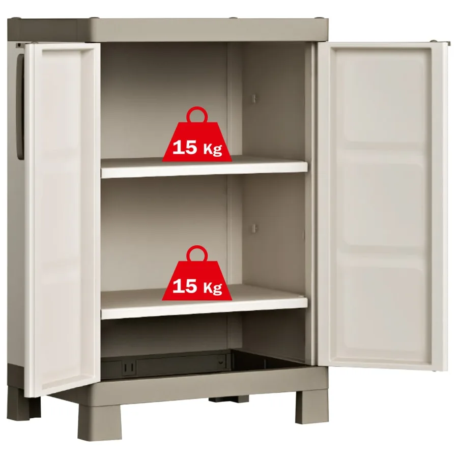 Keter Armoire de rangement basse Excellence Beige et taupe 97 cm - 2
