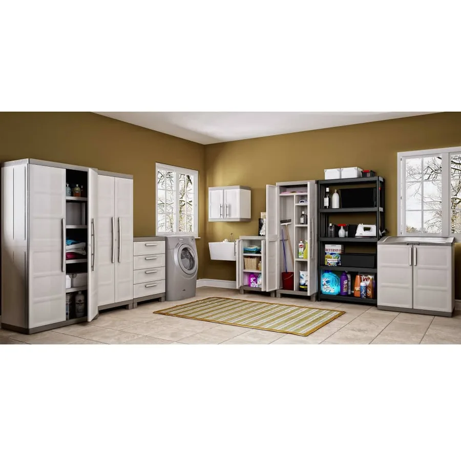 Keter Armoire de rangement basse Excellence Beige et taupe 97 cm - 4