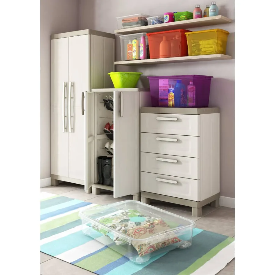 Keter Armoire de rangement basse Excellence Beige et taupe 97 cm - 6