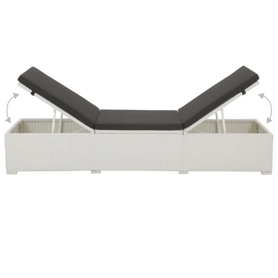 Chaise longue avec coussin Résine tressée Blanc - 4