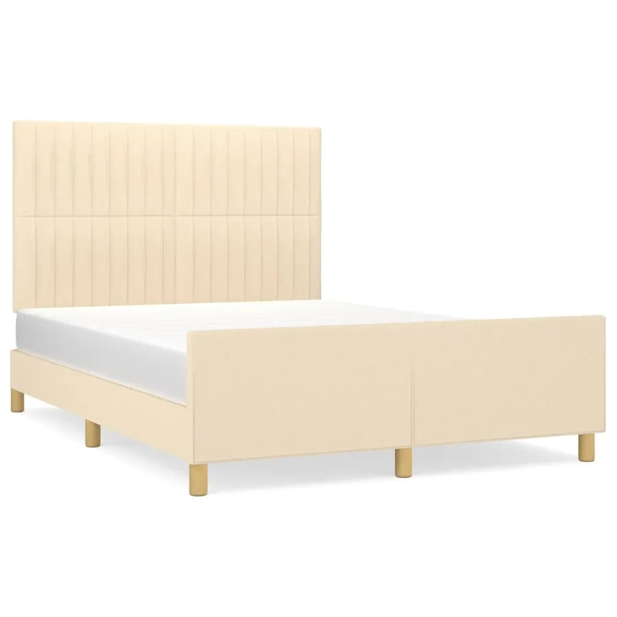 Cadre de lit sans matelas crème 140x190 cm tissu - 2