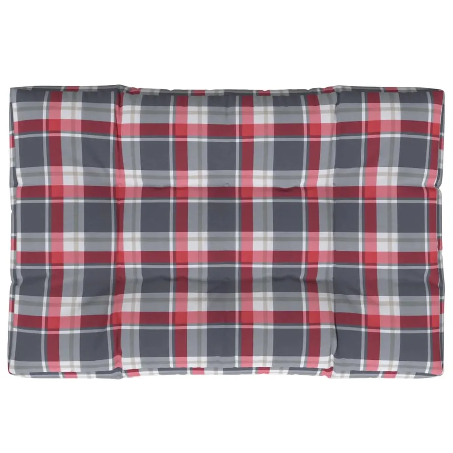 Coussin de palette motif à carreaux rouge 120x80x12 cm tissu - 2