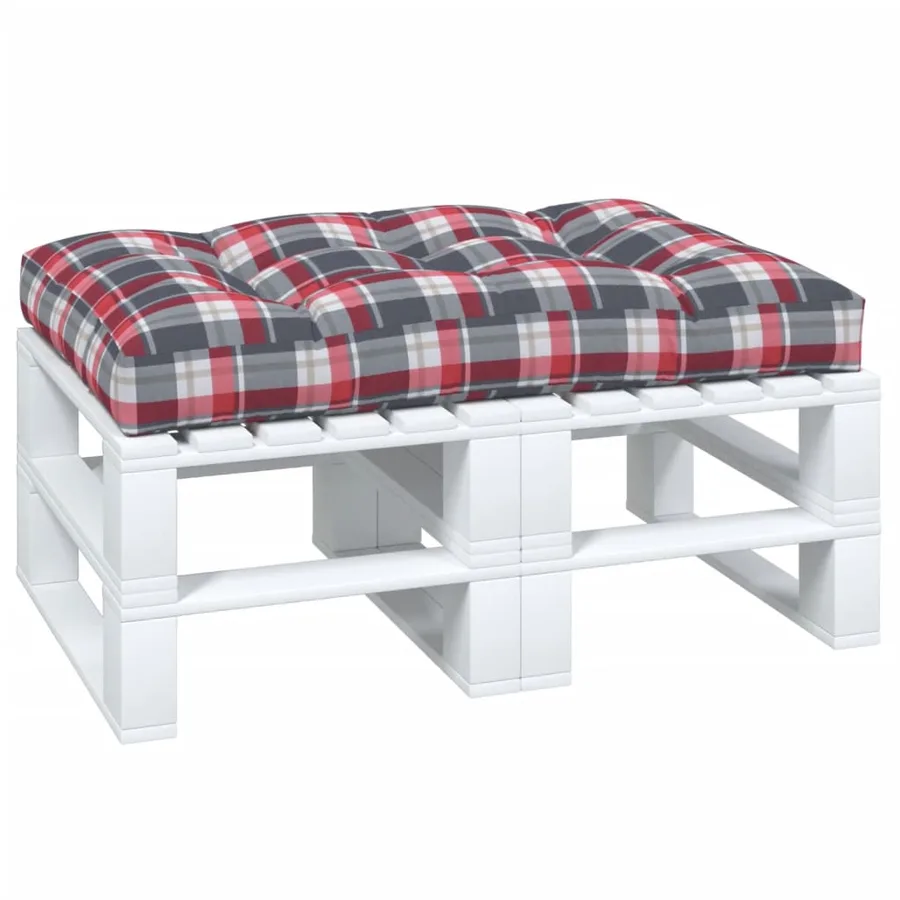 Coussin de palette motif à carreaux rouge 120x80x12 cm tissu - 3