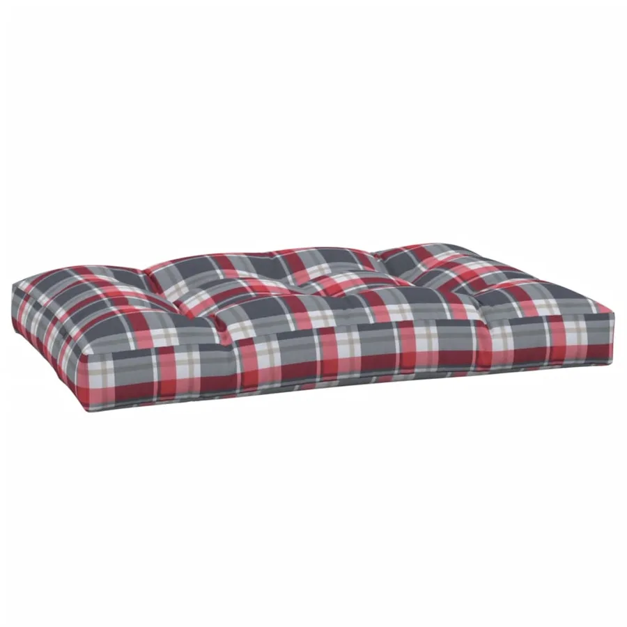 Coussin de palette motif à carreaux rouge 120x80x12 cm tissu - 4