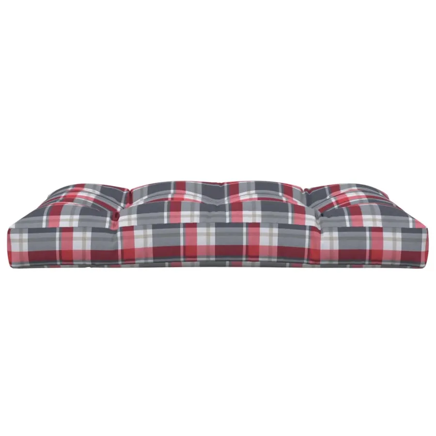 Coussin de palette motif à carreaux rouge 120x80x12 cm tissu - 5