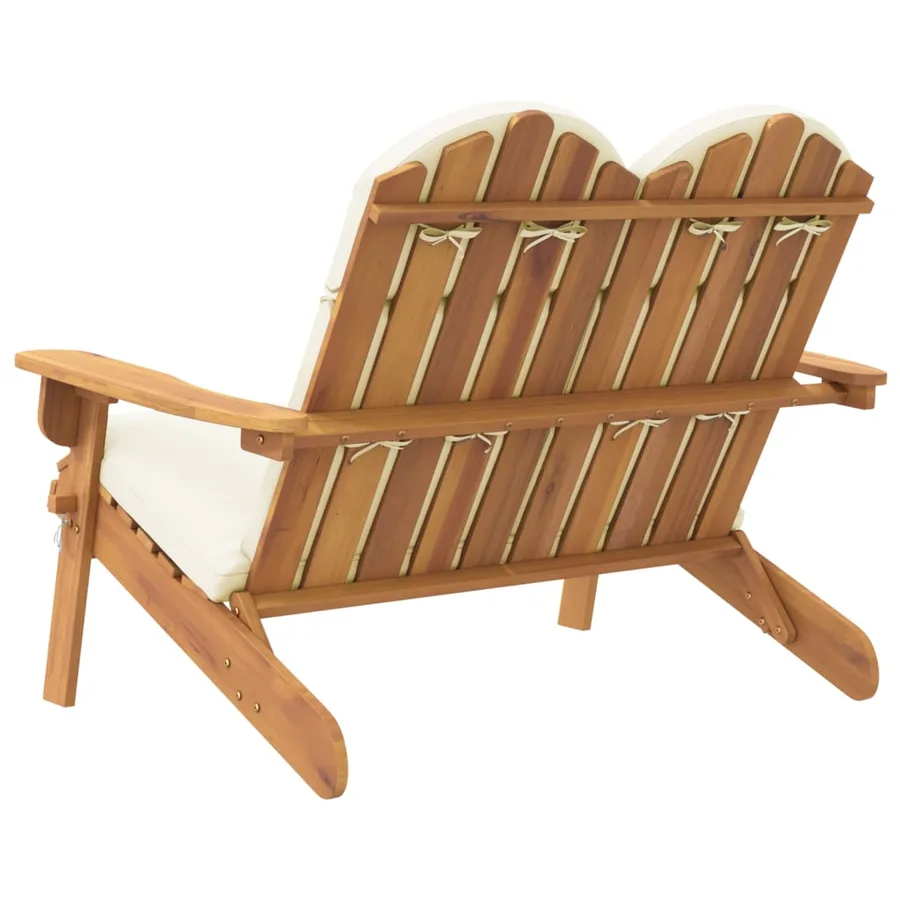 Banc de jardin Adirondack et coussins 126 cm bois massif acacia - 5