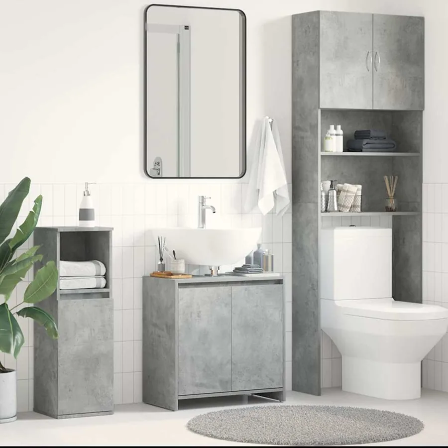 Armoire de salle de bain Gris béton 60x33x61 cm Bois ingénierie