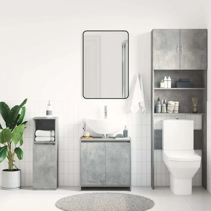 Armoire de salle de bain Gris béton 60x33x61 cm Bois ingénierie - 3