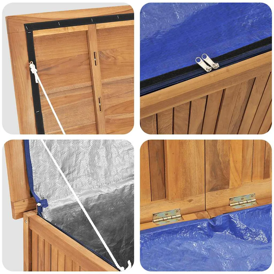 Boîte de rangement de jardin 90x50x58 cm Bois de teck solide - 9