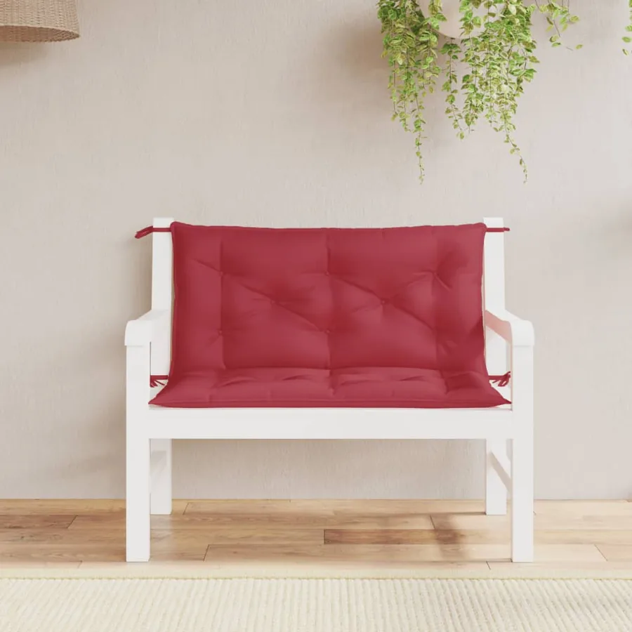 Coussins de banc de jardin lot de 2 rouge bordeaux tissu Oxford