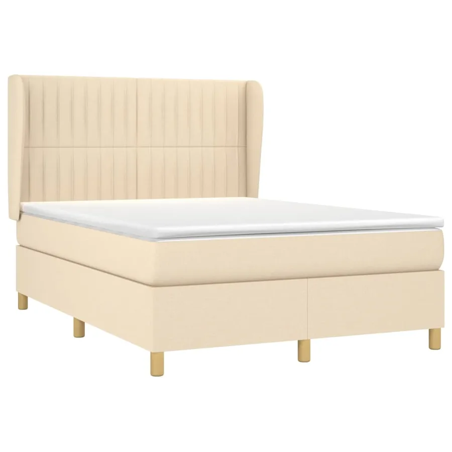 Sommier à lattes de lit avec matelas Crème 140x200 cm Tissu - 3