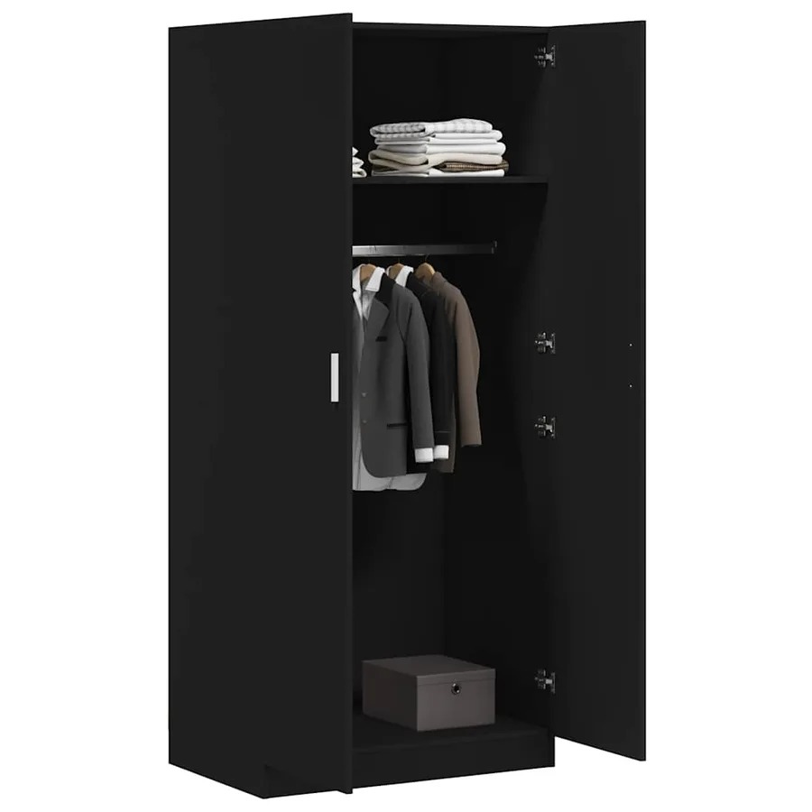 Garde-robe Noir 80x52x180 cm Bois d’ingénierie - 3
