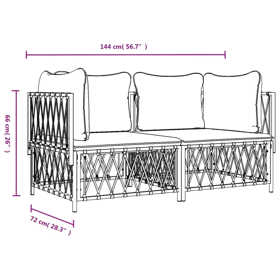Salon de jardin avec coussins 2 pcs anthracite acier - 7