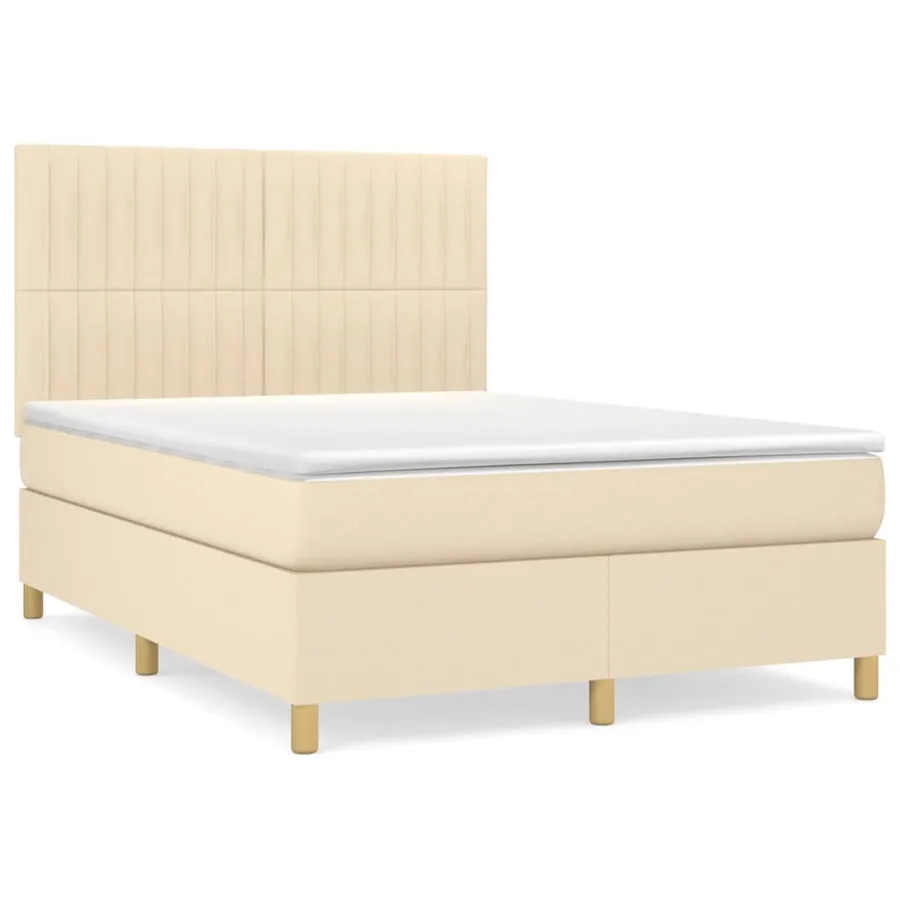 Sommier à lattes de lit avec matelas Crème 140x200 cm Tissu - 2