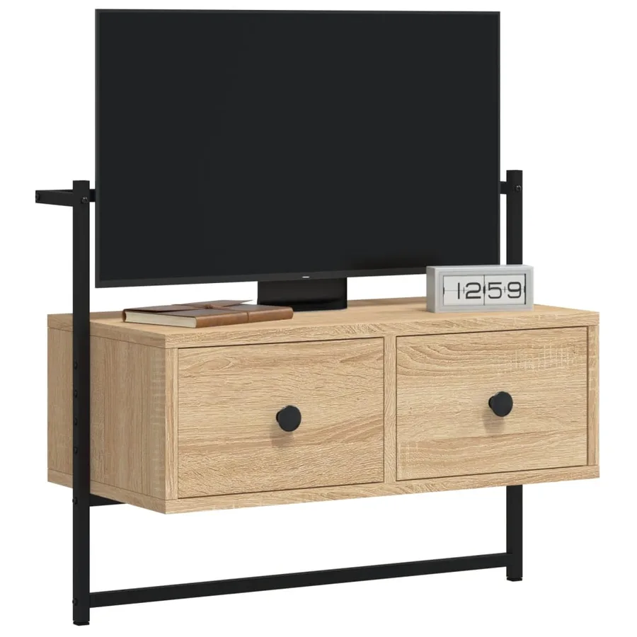 Meuble TV mural chêne sonoma 60,5x30x51 cm bois d'ingénierie - 3