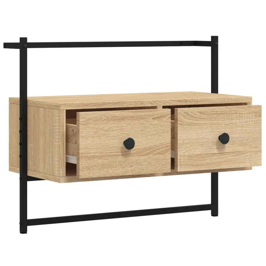 Meuble TV mural chêne sonoma 60,5x30x51 cm bois d'ingénierie - 5