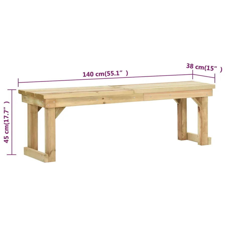 Banc de jardin 140 cm Bois de pin imprégné - 6