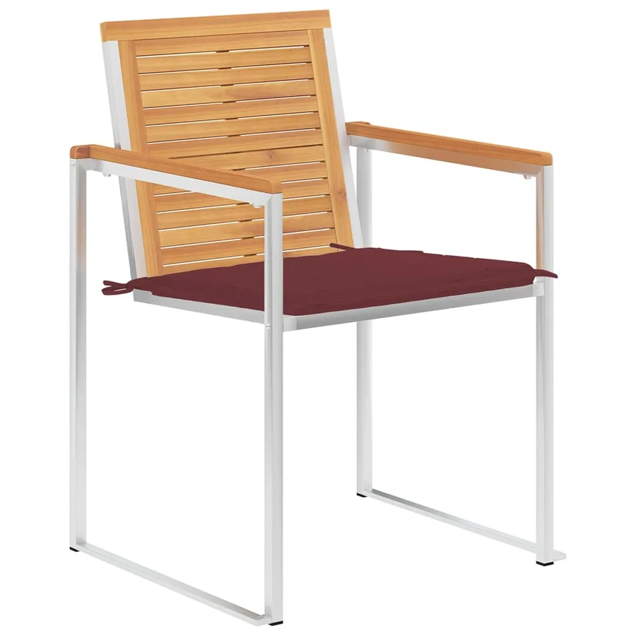 Chaises de jardin lot de 8 avec coussins Bois de teck massif - 2