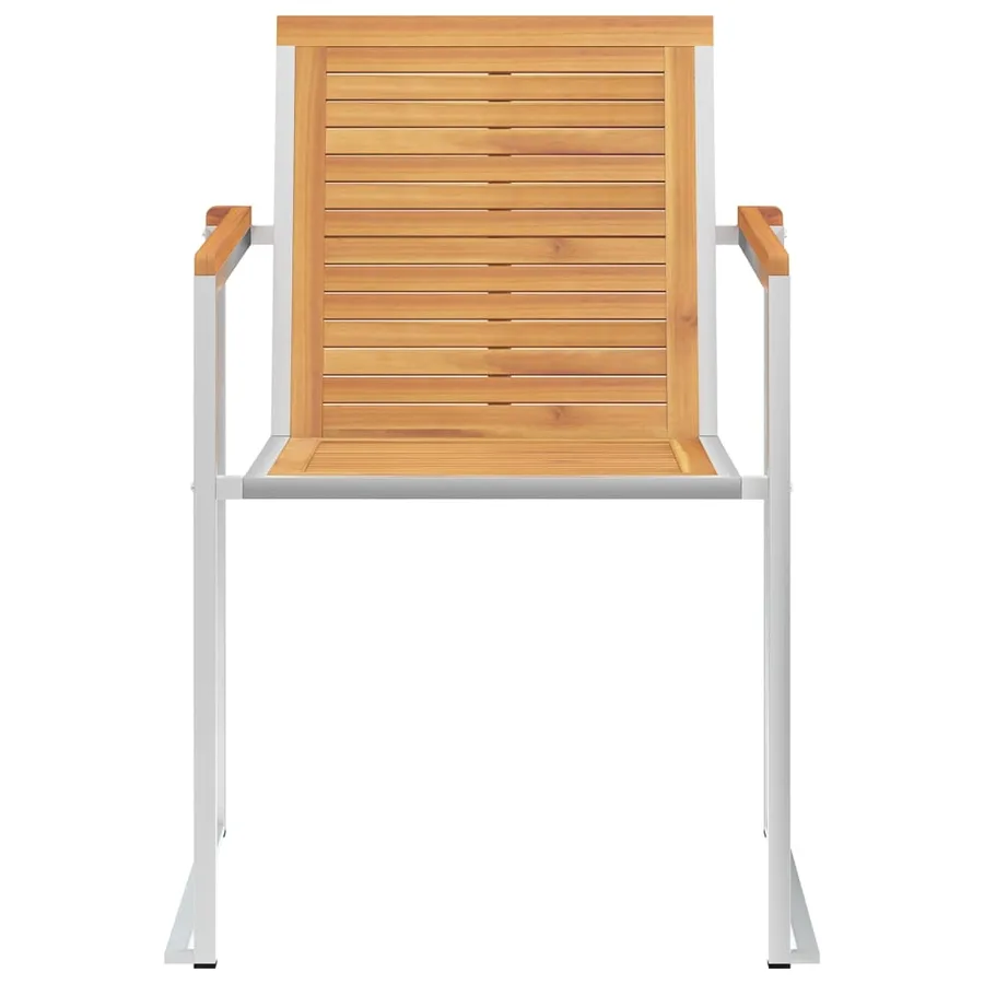 Chaises de jardin lot de 4 bois teck solide et acier inoxydable - 3