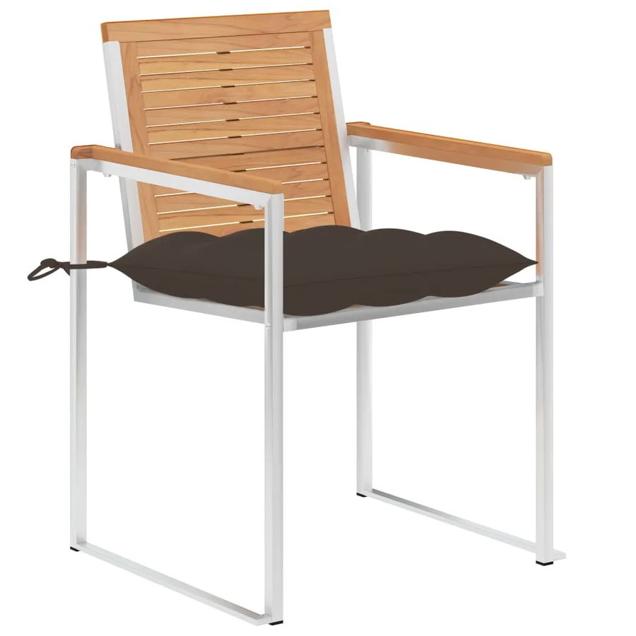 Chaises de jardin avec coussins lot de 2 Teck solide et acier - 2
