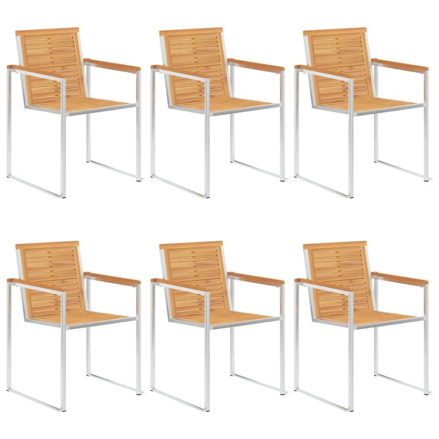 Chaises de jardin lot de 6 avec coussins Bois de teck massif - 3