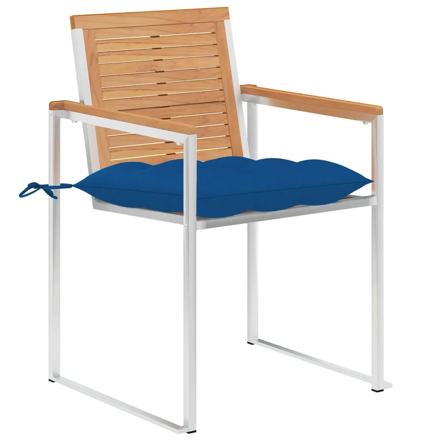 Chaises de jardin lot de 4 avec coussins Bois de teck massif - 2