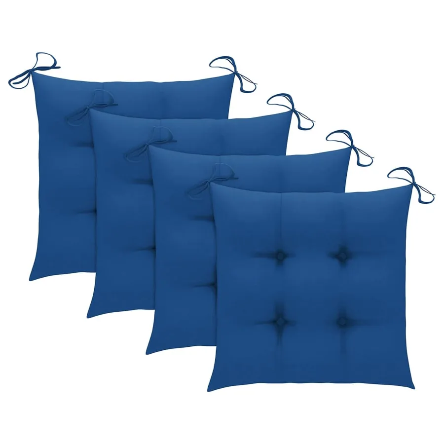 Chaises de jardin lot de 4 avec coussins Bois de teck massif - 7