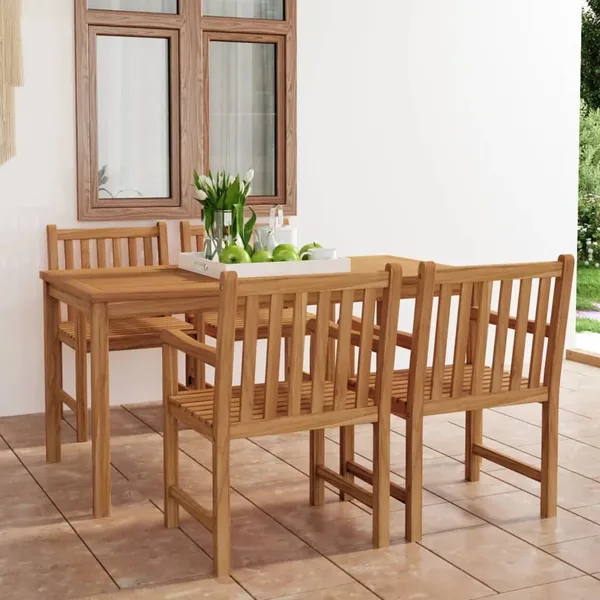 Ensemble de salle à manger de jardin 5 pièces 180 x 90 cm en bois de teck massif