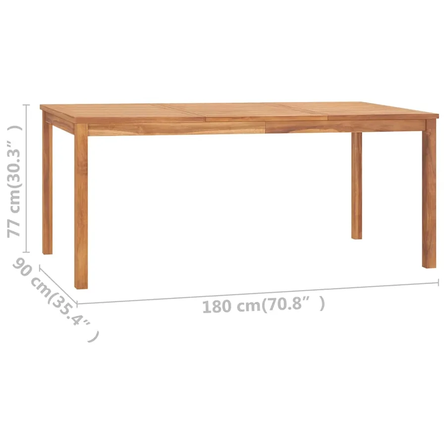 Ensemble de salle à manger de jardin 5 pièces 180 x 90 cm en bois de teck massif - 11