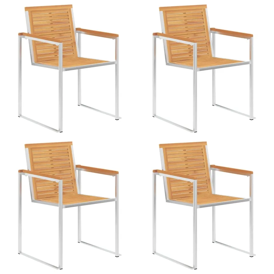 Chaises de jardin lot de 4 avec coussins Bois de teck massif - 3