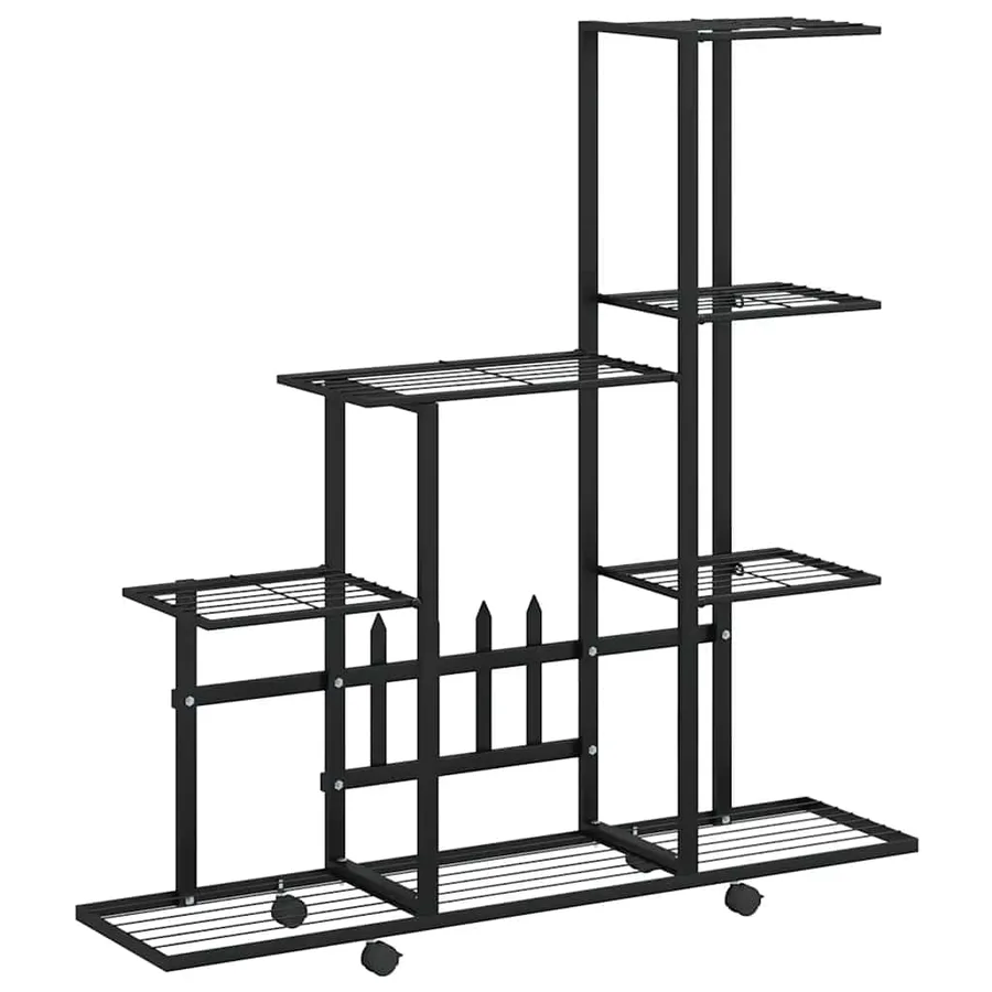 Support pour plantes sur roues 94,5x25x92,5 cm Noir Métal - 2