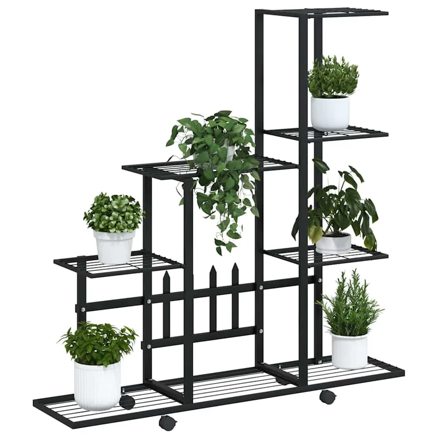 Support pour plantes sur roues 94,5x25x92,5 cm Noir Métal - 3