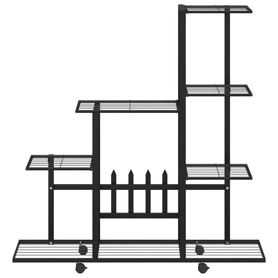 Support pour plantes sur roues 94,5x25x92,5 cm Noir Métal - 4