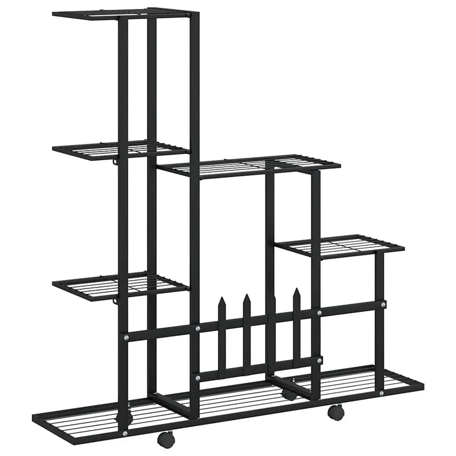 Support pour plantes sur roues 94,5x25x92,5 cm Noir Métal - 6