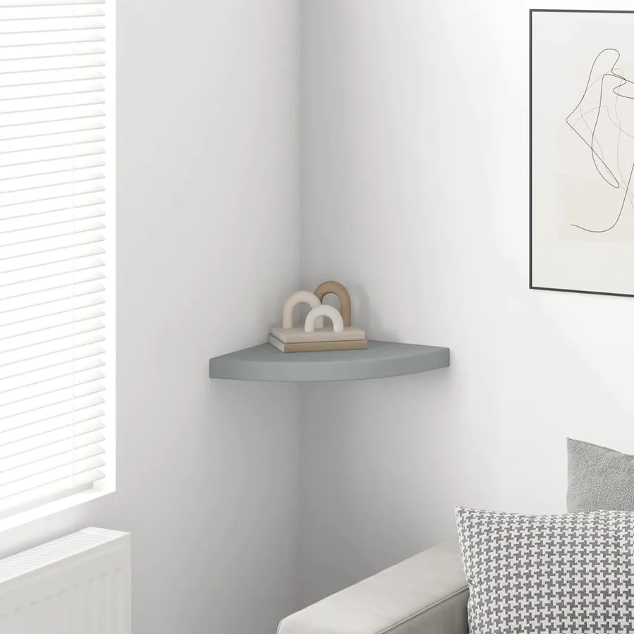 Étagère d'angle flottante gris 35x35x3,8 cm MDF - 3