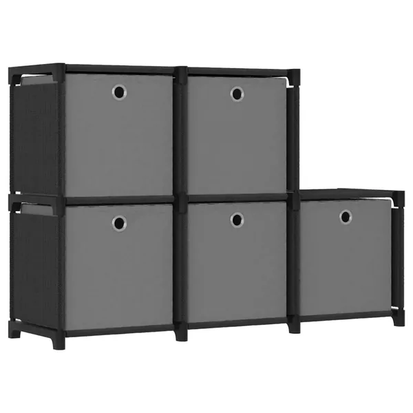Étagère d'affichage 5 cubes et boîtes Noir 103x30x72,5 cm Tissu