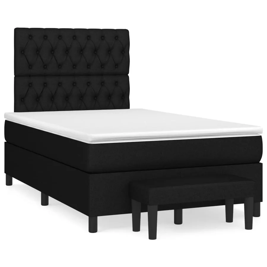 Sommier à lattes de lit avec matelas Noir 120x200 cm Tissu - 2