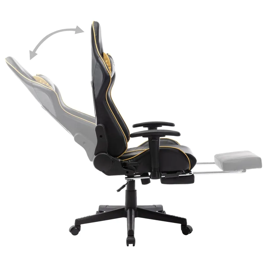 Chaise de jeu avec repose-pied Noir et doré Cuir artificiel - 6