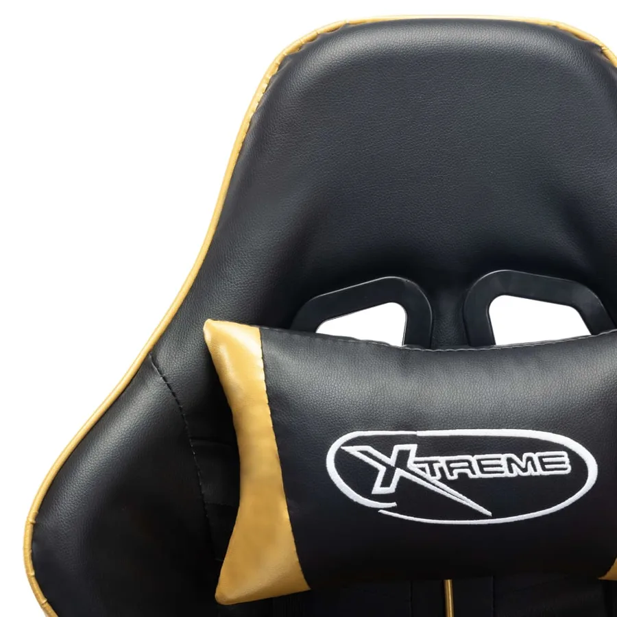Chaise de jeu avec repose-pied Noir et doré Cuir artificiel - 9