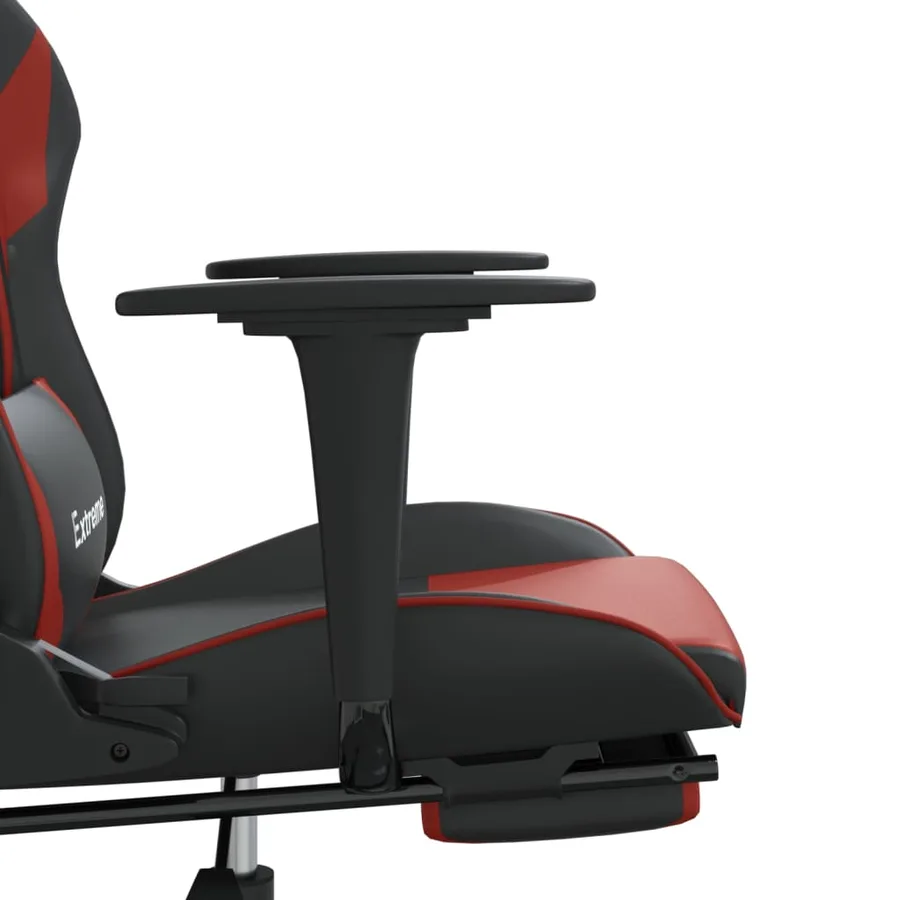 Chaise de jeu avec repose-pied Noir/rouge bordeaux Similicuir - 11