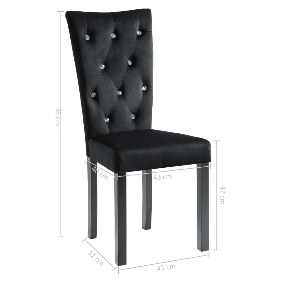 Chaises à manger lot de 6 noir velours - 10