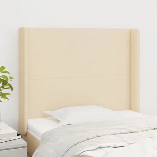 Tête de lit avec oreilles Crème 103x16x118/128 cm Tissu