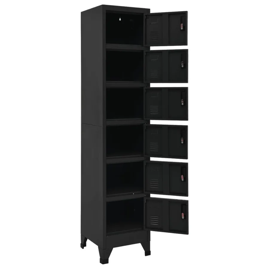 Armoire à casiers Noir 38x40x180 cm Acier - 5