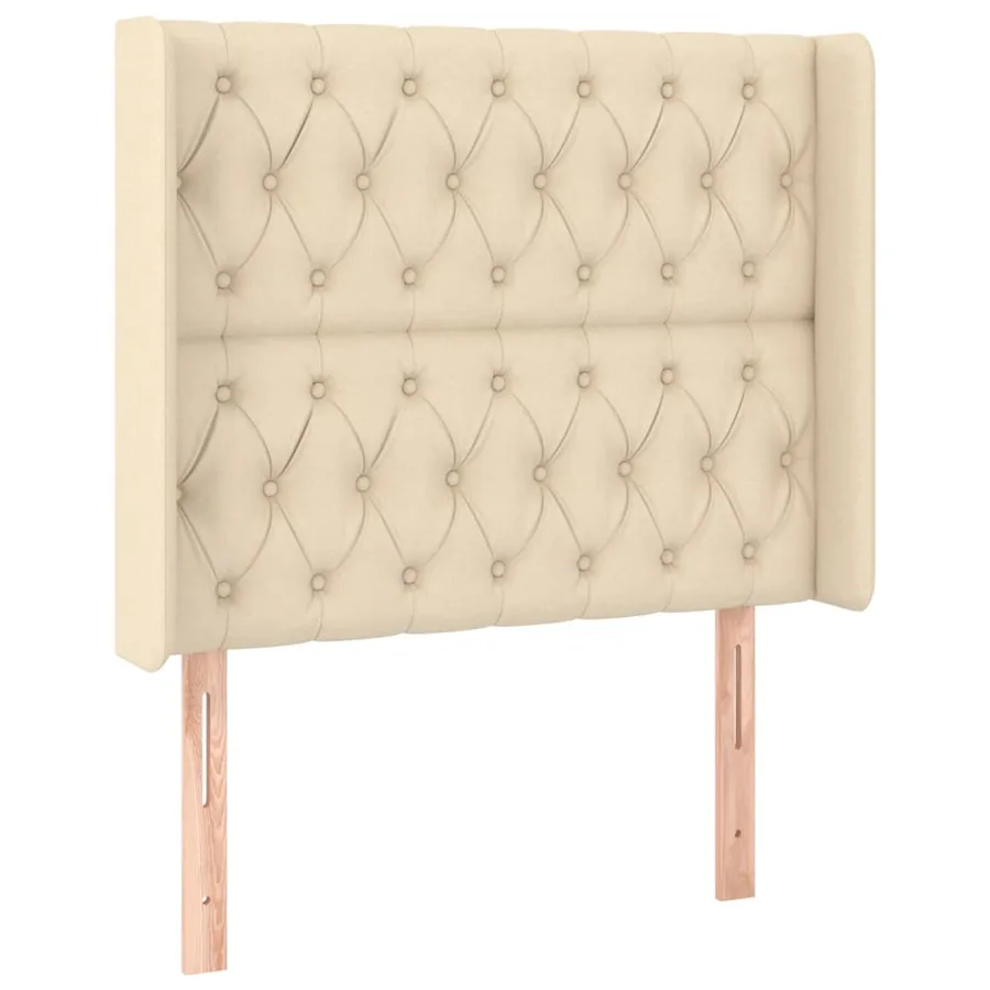 Tête de lit avec oreilles Crème 103x16x118/128 cm Tissu - 2