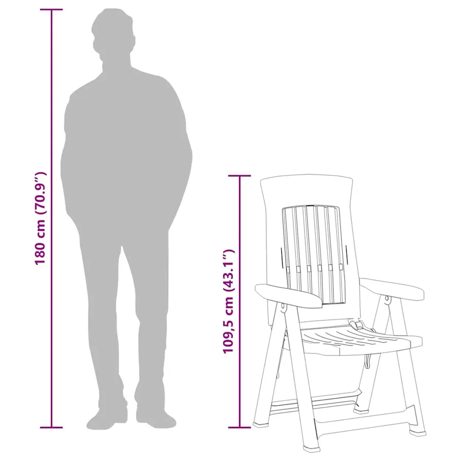 Chaises inclinables de jardin lot de 2 blanc PP - 13