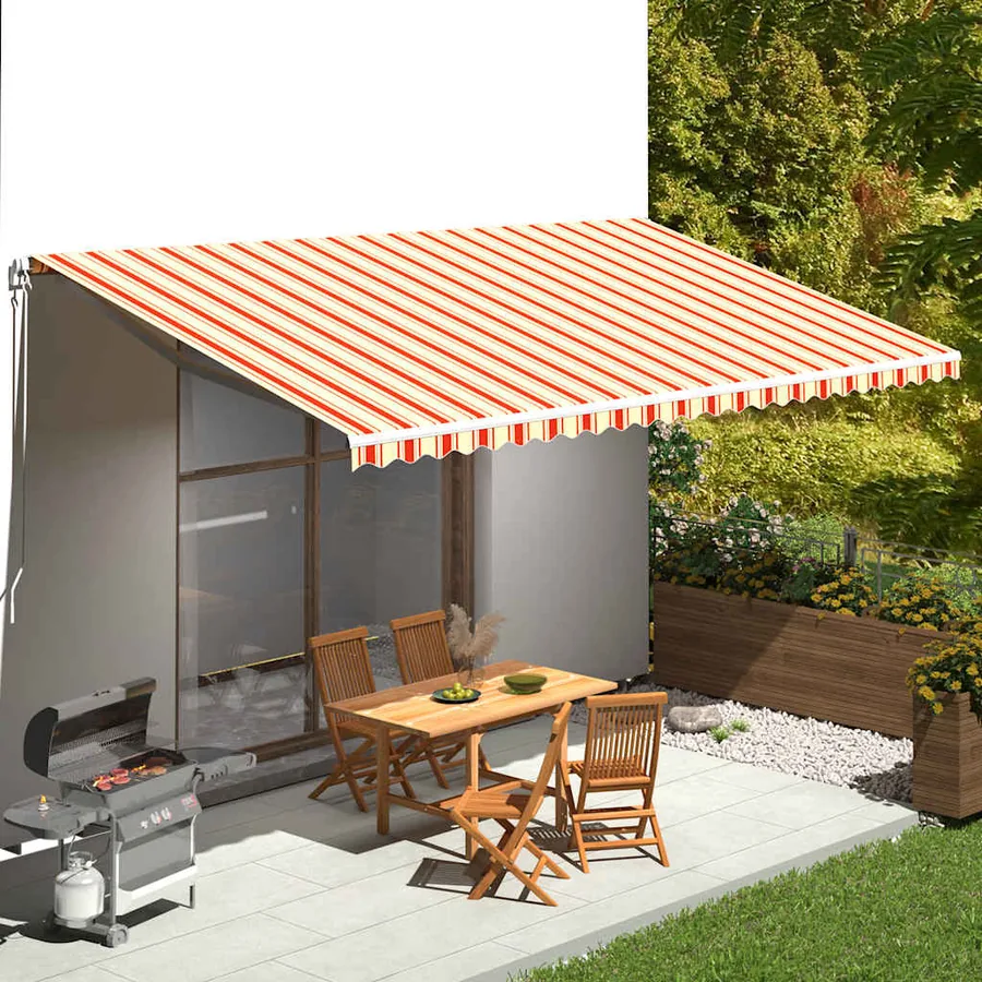 Tissu de remplacement pour auvent jaune et orange 6x3 m polyester