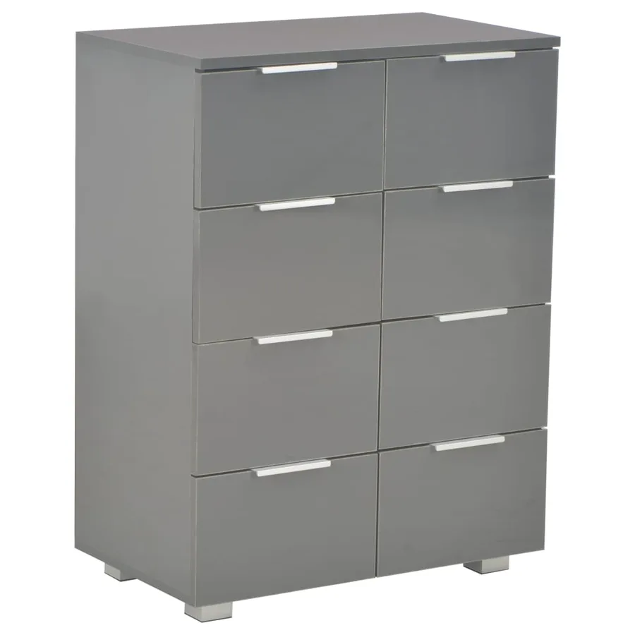 Buffet Gris brillant 60x35x80 cm Bois d'ingénierie - 2