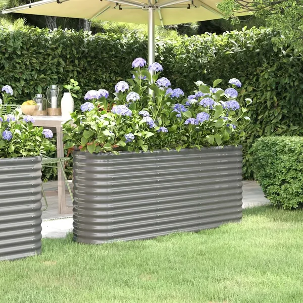 Lit surélevé de jardin Acier galvanisé 152x40x68 cm gris