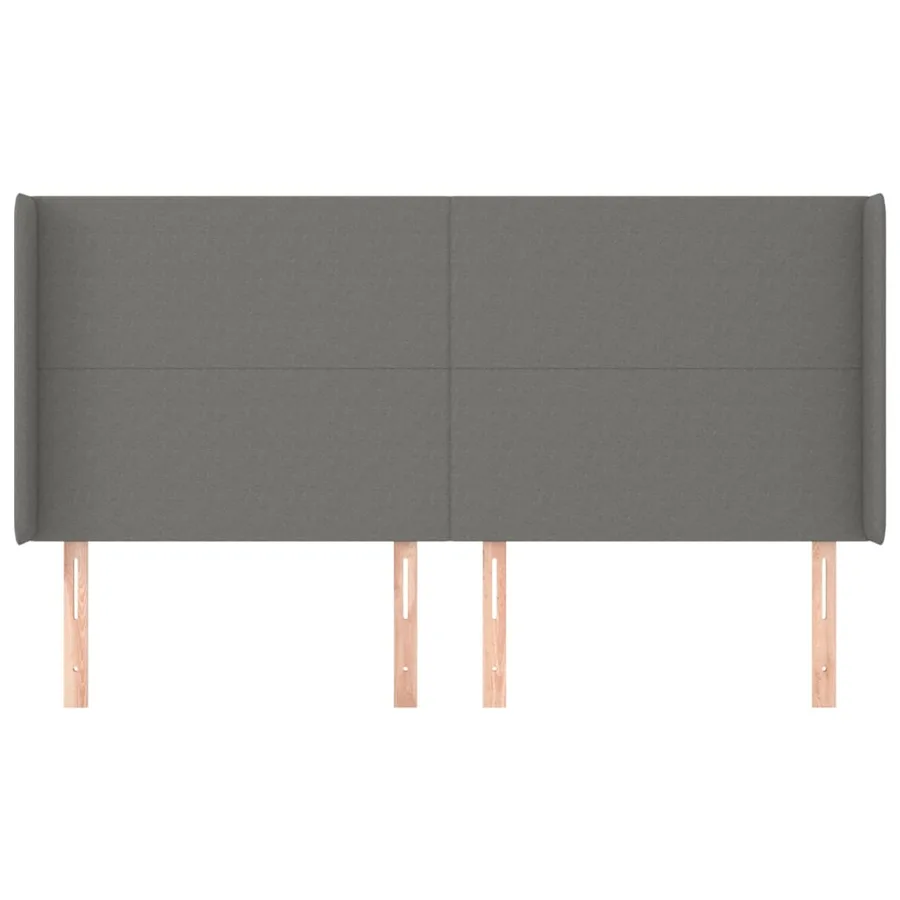 Tête de lit avec oreilles Gris foncé 163x16x118/128 cm Tissu - 3