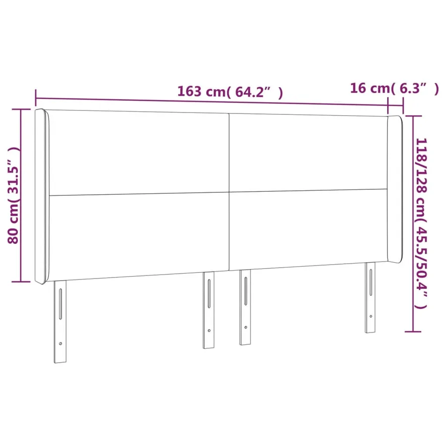 Tête de lit avec oreilles Gris foncé 163x16x118/128 cm Tissu - 9
